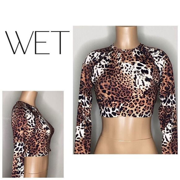 New. WET from L.A. Leopard rashguard. Large. Retails $108 - Picture 1 of 6
